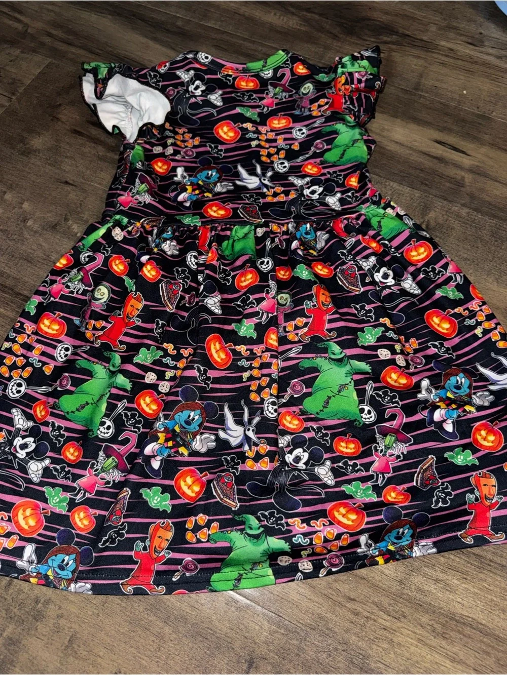 Nightmare Before Christmas Mickey Minnie Crossover Halloween Twirl Dress 3T NBC